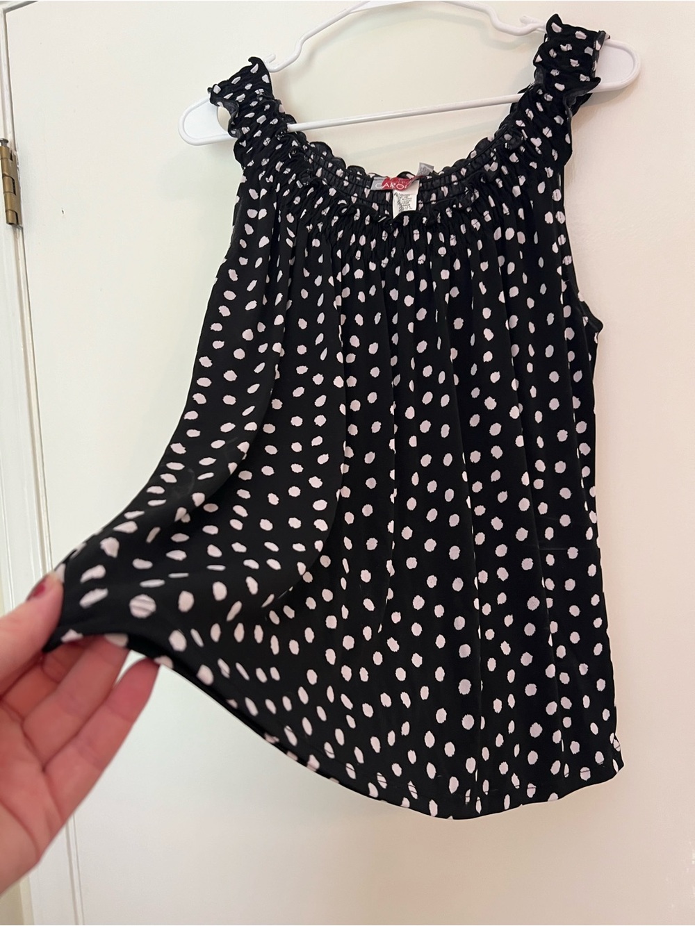 Carol Rose Black Polka Dot Smocked-Strap Camisole